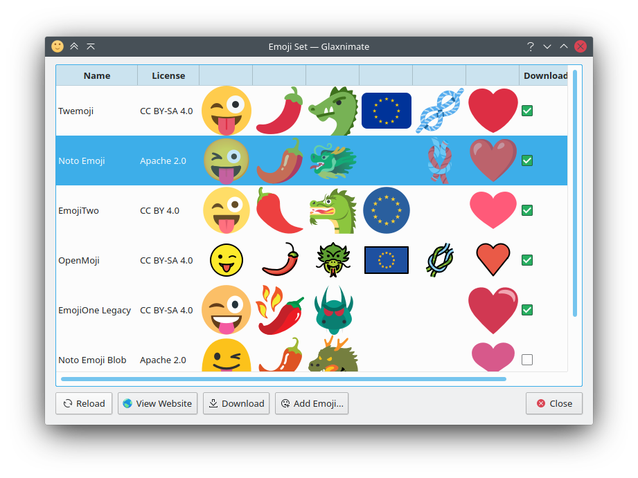 Emoji Set Dialog