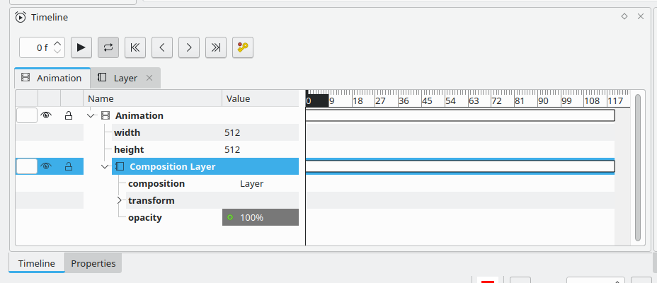 Timeline showing precomposed layers