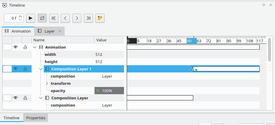 Timeline with the two precomp layers