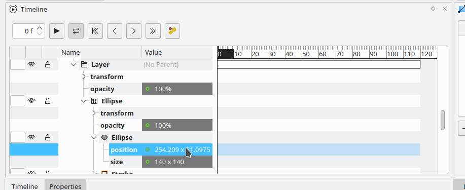 Properties in the Timeline